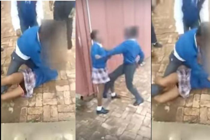 Heart-stopping fight between a female and male student emerges (Video)