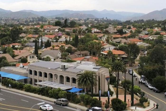 The exterior of the Congregation Chabad synagogue in Poway, California, where a gunman opened fire on Saturday leaving one person dead and three others injured
