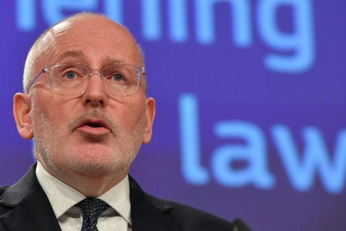 European First Vice-President Frans Timmermans, pictured, has hit back at accusations of political bias from Poland's right-wing government