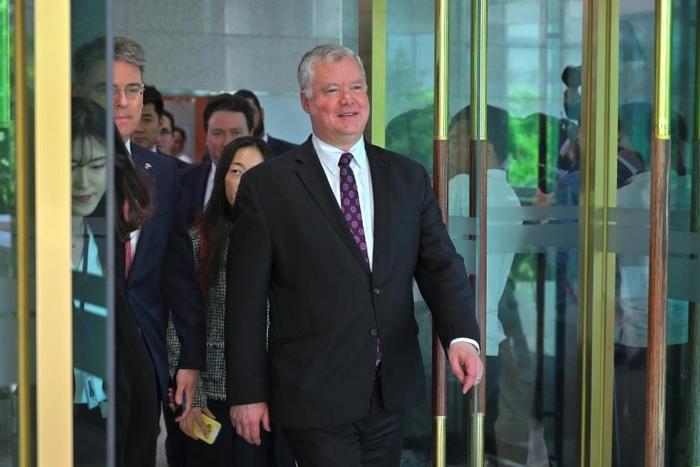 US Special Representative for North Korea Stephen Biegun leaves a meeting with his South Korean counterpart Lee Do-hoon at the foreign ministry in Seoul on May 10, 2019