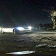 The scene of the suicide attack on February 13, 2019 on a Revolutionary Guards bus in southeastern Iran