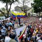 Supporters of Venezuelan opposition leader and self-proclaimed interim president Juan Guaido take part in a meeting at Chacao neighbourhood in Caracas on April 19, 2019