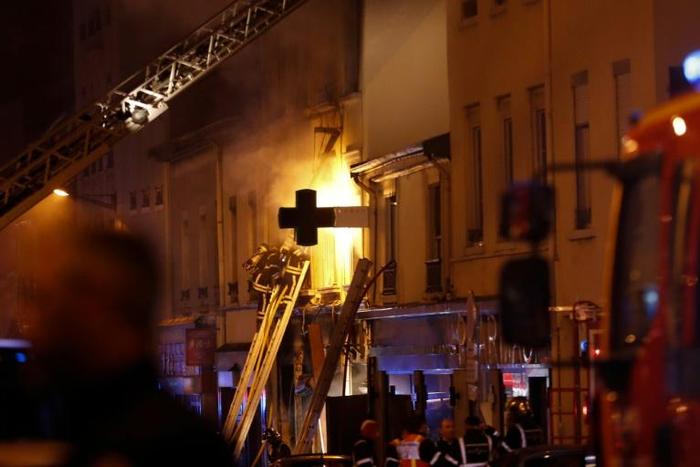 The broke out after a gas blast in a bakery situated on the ground floor of the two-storey building 