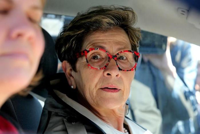 Viviane Lambert, whose quadriplegic son has been in a vegetative state for 10 years, arrived at a hospital in Reims, northeast France, on Tuesday