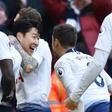 Tottenham forward Son Heung-min (centre) celebrates scoring against Newcastle at Wembley