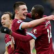 Declan Rice (centre) has started 23 of 26 Premier League games for West Ham this season
