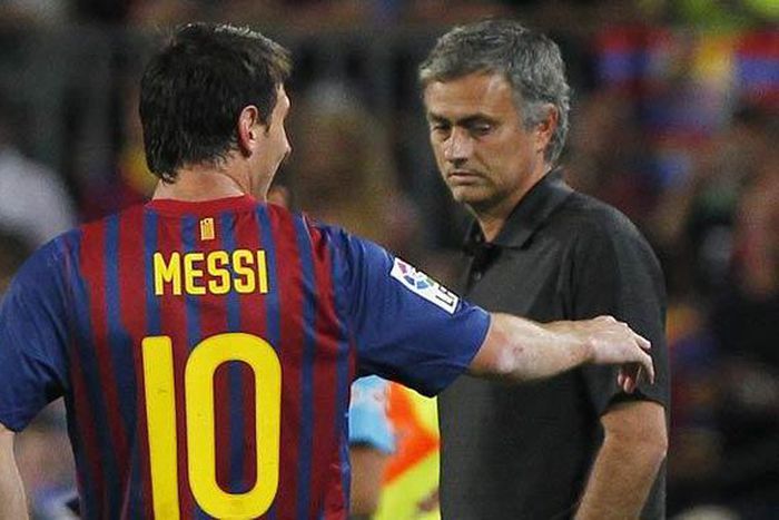 Lionel Messi and Jose Mourinho