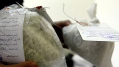 Captagon pills, such as these ones seized by Syrian authorities in 2016, have been widely used by fighters in Syria's civil war