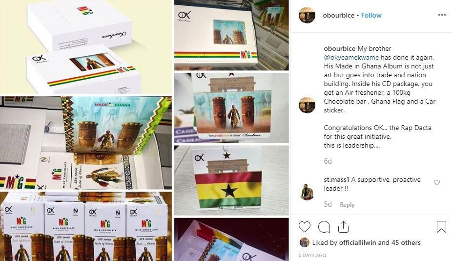 Obour's post on Okyeame Kwame's album
