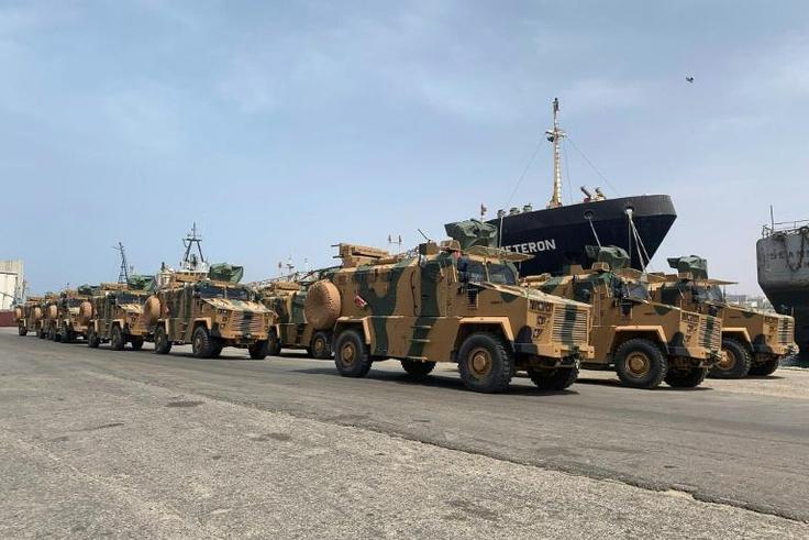 Turkish-built armoured vehicles unloaded at Tripoli port