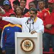 Venezuela's President Nicolas Maduro speaks during a rally in front of Miraflores Presidential Palace in Caracas on May 20, 2019. Embattled Venezuelan President Nicolas Maduro rallied hundreds of his supporters in Caracas on Monday to mark the annivers...