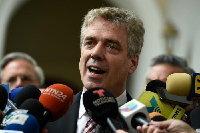 Venezuela ordered the expulsion of Germany's ambassador Daniel Kriener, pictured, over his backing of opposition leader Juan Guaido