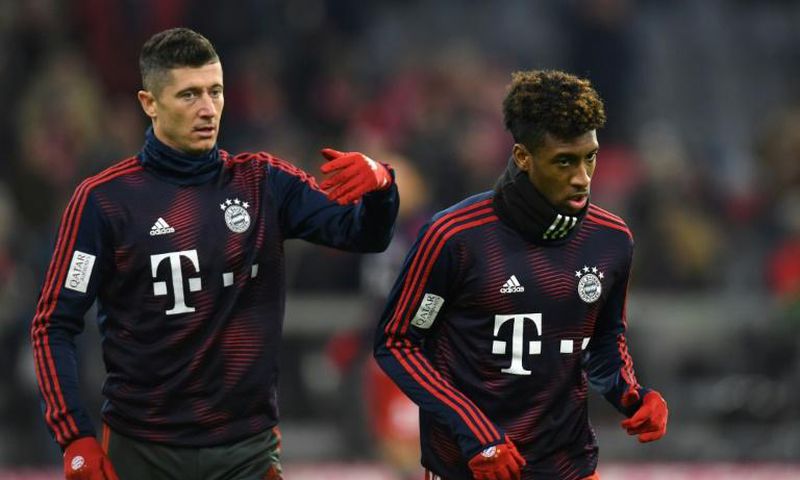 Poland forward Robert Lewandowski (L) and French winger Kingsley Coman came to blows in a training session on Thursday