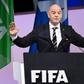 Gianni Infantino speaks at the FIFA Congress in Paris, where he will be re-elected unopposed for a second term