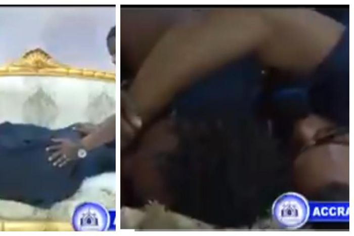 Female church member kisses Obinin in bed as he claims to be giving her a husband (video)