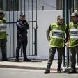 Moroccan security forces standing guard during Thursday's trial in Sale, near Rabat