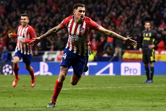 Jose Gimenez forced home at a corner as Atletico took a commanding lead in the first leg