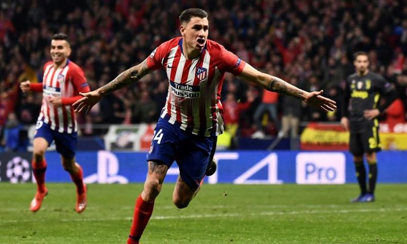 Jose Gimenez forced home at a corner as Atletico took a commanding lead in the first leg