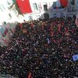 Workers gather at the headquarters of the powerful Tunisian General Labour Union during a strike on January 17, 2019