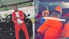 Shatta Wale fluants his new Ferrari