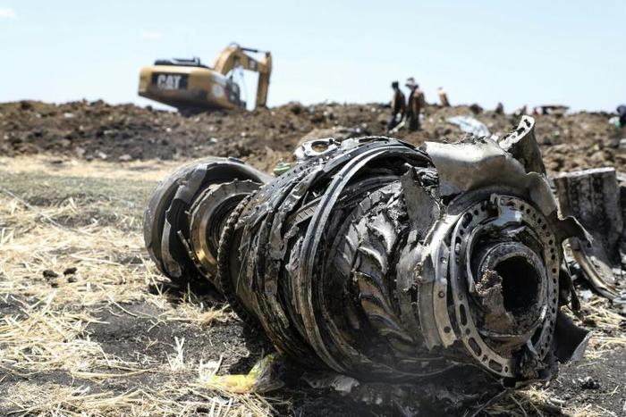 Debris of the Boeing 737 MAX 8 plane was strewn over the crash site 60 kilometres from Addis Ababa