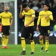 England winger Jadon Sancho (C) looks shellshocked after Dortmund's 3-0 first-leg defeat by Tottenham