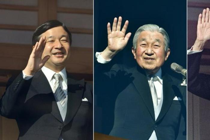 Japan's Crown Prince Naruhito (L) Emperor Akihito (C) and late emperor Hirohito