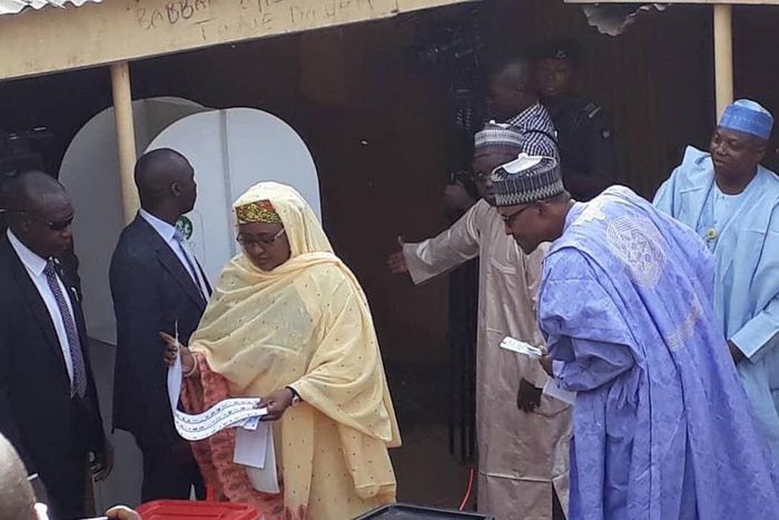 Nigeria's Buhari checks wife's ballot to see who she voted for