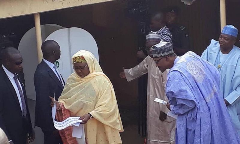 Nigeria's Buhari checks wife's ballot to see who she voted for