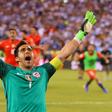 Chile goalkeeper Claudio Bravo celebrates after his team's victory over Argentina in the 2016 Copa America Centenario