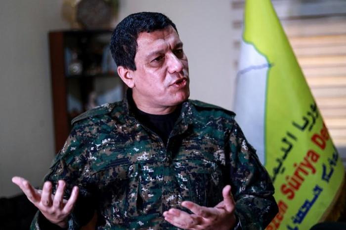 In this file photo, Mazloum Kobani, commander-in-chief of the Syrian Democratic Forces (SDF), speaks with AFP during an interview in January
