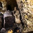 Newly-discovered mummies wrapped in linen found in burial chambers dating to the Ptolemaic era (323-30 BC) at the necropolis of Tunah Al-Gabal in Egypt's southern Minya province