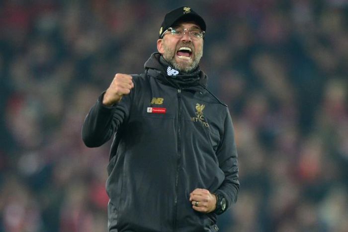 Jurgen Klopp celebrates Liverpool's 5-0 win against Watford