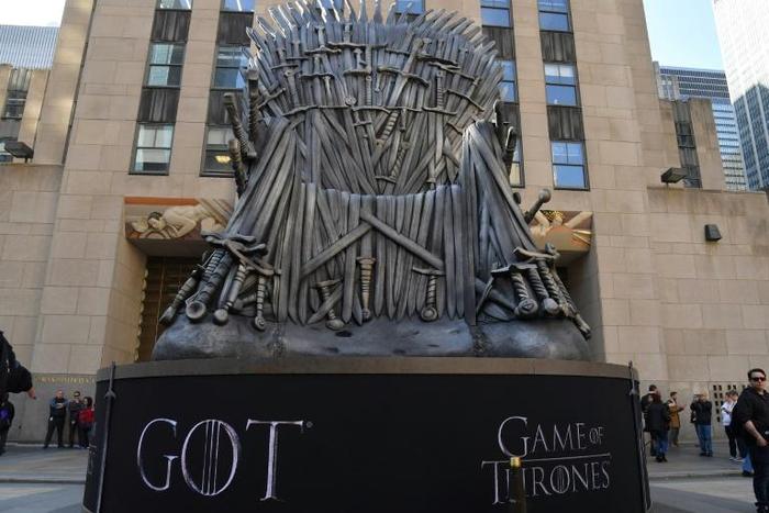 A giant Iron Throne was displayed in New York ahead of the "Game of Thrones" final season - although just who will end up ruling from it remains one of the show's enduring mysteries