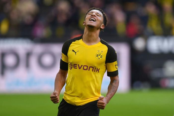 Borussia Dortmund's English winger Jadon Sancho has scored seven goals in 21 Bundesliga games this season