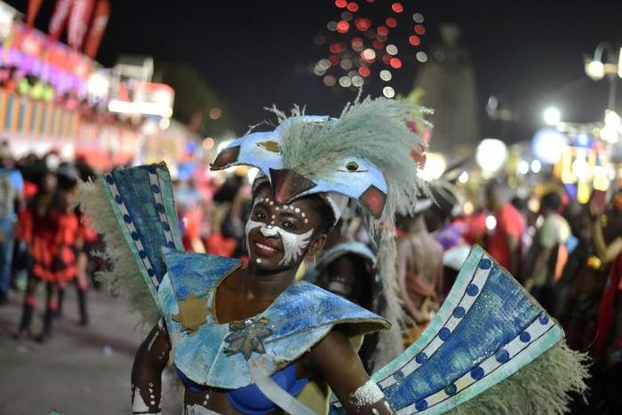 Revelers perform on the third day of Haiti's national Carnival parade on February 13, 2018, in Port-au-Prince
