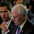 US Vice President Mike Pence (right) meets in Bogota with Venezuelan opposition leader and self-declared acting president Juan Guaido