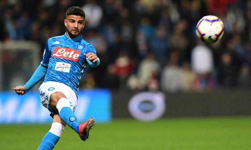 Napoli's Italian forward Lorenzo Insigne scored his eighth league goal this season