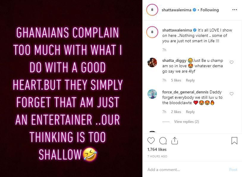 Shatta's post