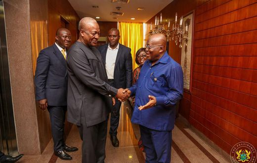 Former president John Mahama and Ghana's president Nana Addo Dankwa Akufo-Addo all smiles