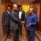 Former president John Mahama and Ghana's president Nana Addo Dankwa Akufo-Addo all smiles