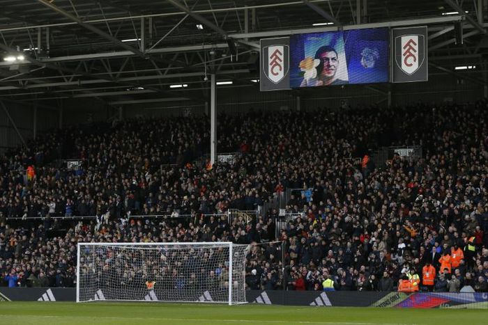 Sala tribute: Fulham led the tributes to the late Emiliano Sala by showing a picture of the Argentinian footballer on the large screen at Craven Cottage ahead of their game against Manchester United on Saturday
