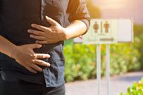 Male stomachache or Gastroenterologists / Concept with Healthcare And Medicine.
