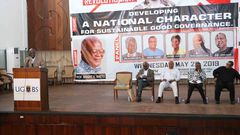 Prof Aheto and NDC members at revolutionary lecture