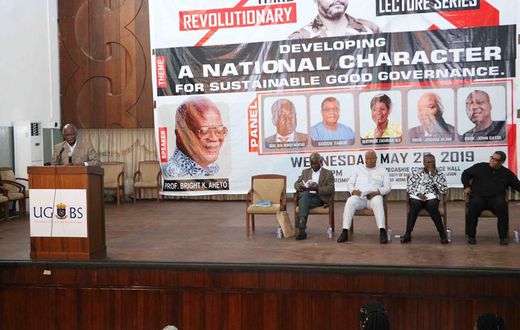 Prof Aheto and NDC members at revolutionary lecture