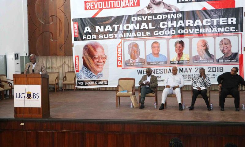 Prof Aheto and NDC members at revolutionary lecture