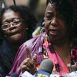 Eric Garner's mother Gwen Carr speaks to reporters in front of police headquarters in New York