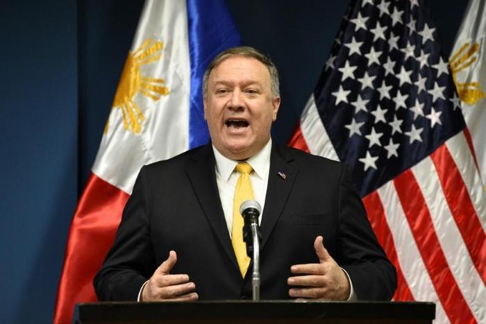 US Secretary of State Mike Pompeo speaks during a press conference in the Philippines on Friday
