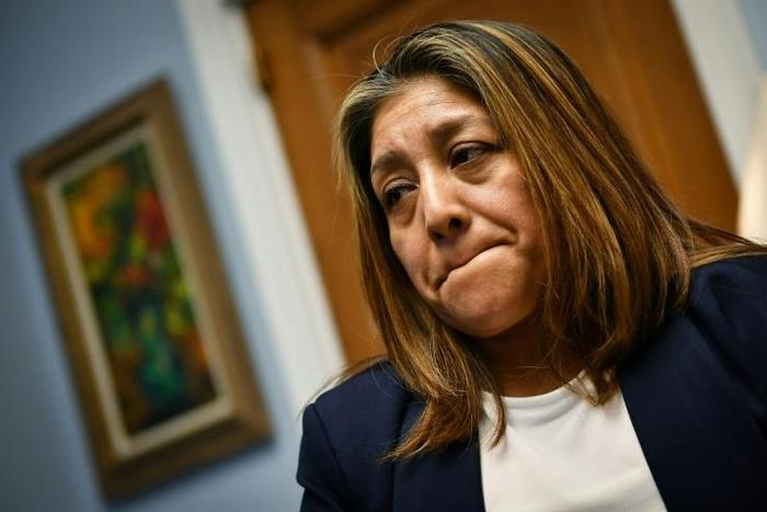 Former Trump National Golf Club housekeeper Victorina Morales speaks during an interview with AFP in the office of Democratic Representative Bonnie Watson Coleman in Washington on February 5, 2019