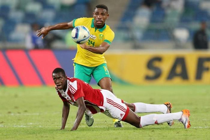 A file picture of Bidvest Wits scorer Thulani Hlatshwayo (B) playing for South Africa against the Gambia in an Africa Cup of Nations qualifier.